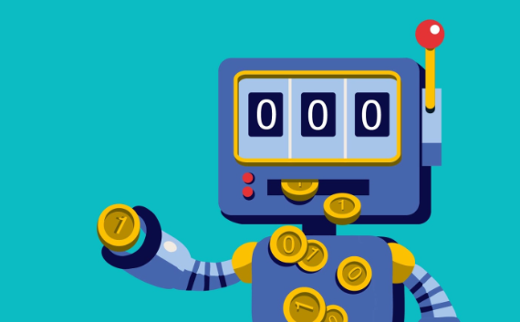 Picture of a robot slot machine.