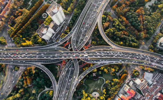 Complex road junction.